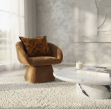 Interior Ave - Nobu Round Sculptural Stone Coffee Table - Panda Marble Finish - 45-Degree Angle