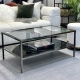 Interior Ave - Vogue Coffee Table - Black Marble Stone & Glass - Front View
