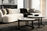Interior Ave - Premier Nested Coffee Table Set - White Marble Stone - Front View