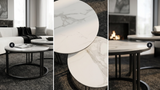 Interior Ave - Premier Nested Coffee Table Set - White Marble Stone - Side View