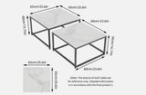 Interior Ave - Ciest Square Nested Coffee Table Set - White Marble Stone - 45-Degree Angle