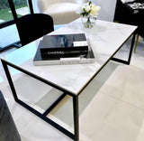 Interior Ave - Monaco Rectangle Coffee Table - White Marble Stone - Front View