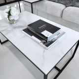 Interior Ave - Monaco Rectangle Coffee Table - White Marble Stone - Side View