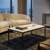 Interior Ave - Monaco Rectangle Coffee Table - White Marble Stone - Front View