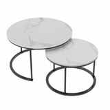 Interior Ave - Executive Stone Nested Coffee Table Set - White & White - Front View
