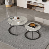 Interior Ave - Executive Stone Nested Coffee Table Set - White & White - Side View