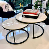 Interior Ave - Executive Stone Nested Coffee Table Set - White & White - Top-Down View
