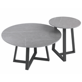 Interior Ave - Broadway Two Tier Coffee Table Set - Stone Grey - Top-Down View