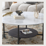 Interior Ave - Duke Round Two Tier Stone Coffee Table - Top-Down View