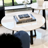 Interior Ave - Broadway Two Tier Marble White Stone Coffee Table Set - Side View