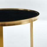 Interior Ave - Designer Giselle Black Glass & Brushed Gold Coffee Table Set - Top-Down View