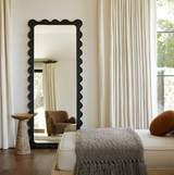 Interior Ave - Freya Scallop Mirror - Black - Large Full Length Mirror - Front View