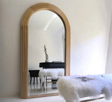 Interior Ave - Sierra Arched Step Mirror – Signature Sculptural Natural Wood Statement Piece - Front View