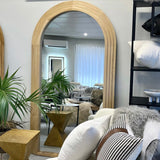 Interior Ave - Sierra Arched Step Mirror – Signature Sculptural Natural Wood Statement Piece - Side View
