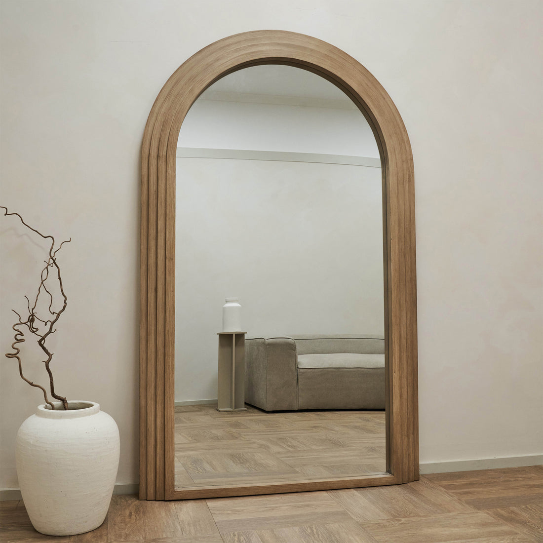 Interior Ave - Sierra Arched Step Mirror ??Signature Sculptural Oak Wood Statement Piece