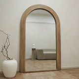 Interior Ave - Sierra Arched Step Mirror – Signature Sculptural Oak Wood Statement Piece - Side View