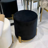 Interior Ave - Apollo Velvet Ottoman - Black - Front View