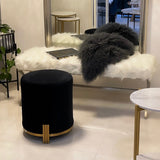 Interior Ave - Apollo Velvet Ottoman - Black - Side View