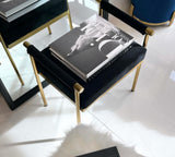 Interior Ave - Cuba Velvet Vanity Stool - Black - Front View