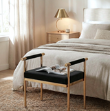 Interior Ave - Cuba Velvet Vanity Stool - Black - Front View