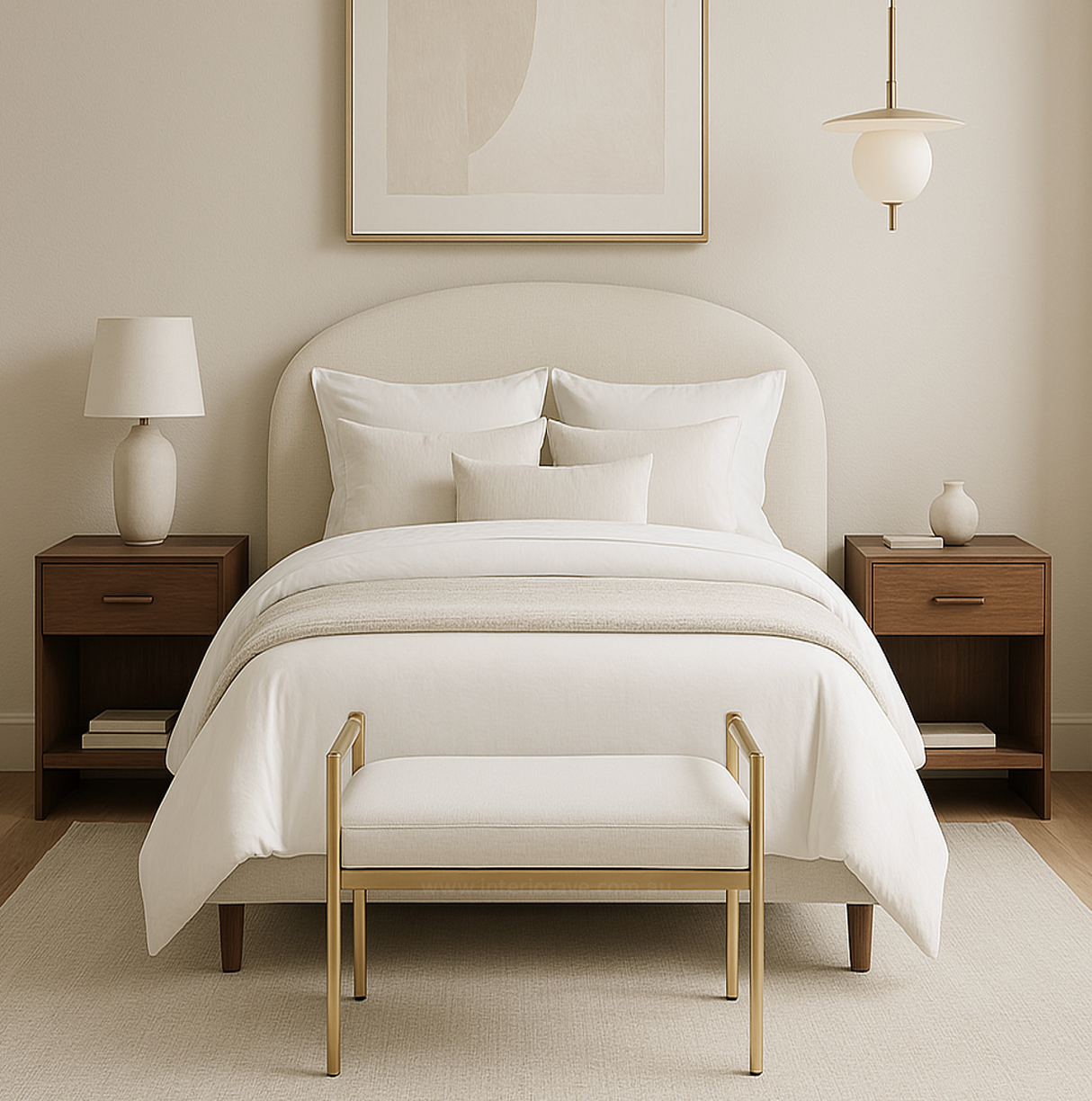 Interior Ave - Cuba Velvet Vanity Stool - White