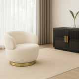 Interior Ave - Luna Swivel Armchair - Vanilla Oat - 45-Degree Angle