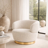 Interior Ave - Luna Swivel Armchair - Vanilla Oat - Rear View