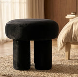 Interior Ave - Bentley Velvet Ottoman - Black - Front View