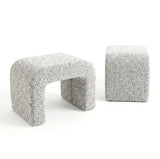 Interior Ave - Hendrix Arched Textured Ottoman - Frosted Stone - Side View