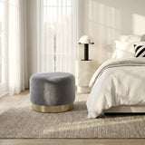 Interior Ave - Monaco Round Ottoman - Ocean - Front View