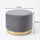 Interior Ave - Monaco Round Ottoman - Ocean - Side View