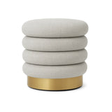 Interior Ave - Roma Round Tweed Ottoman / Footstool – Light Grey - Side View
