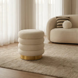 Interior Ave - Roma Round Milan Ottoman / Footstool – Off White - Front View
