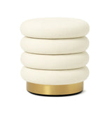 Interior Ave - Roma Round Milan Ottoman / Footstool – Off White - Side View