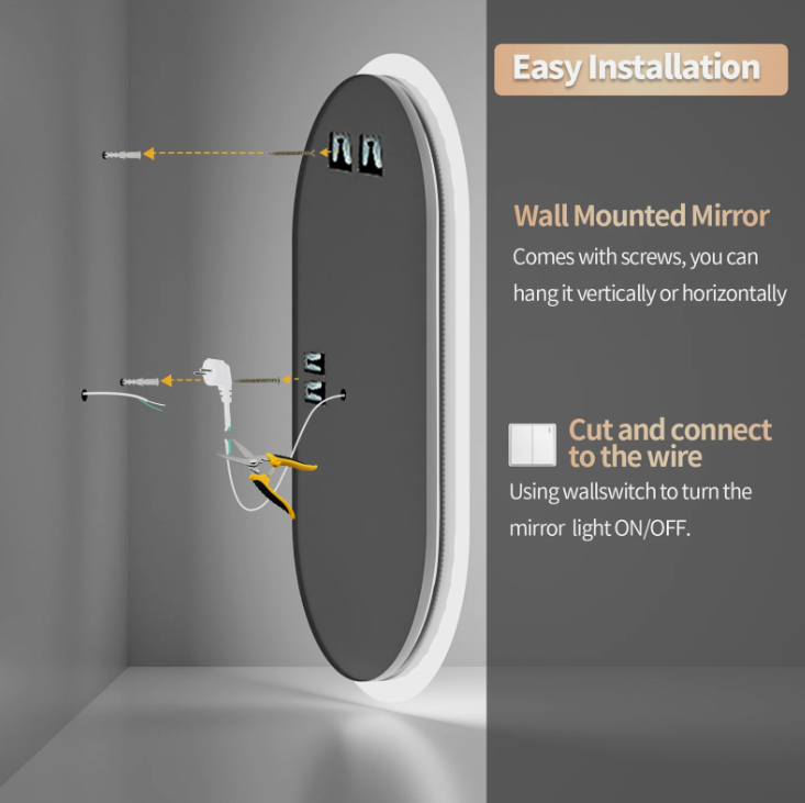 Interior Ave - 50 x 100cm Oval Frameless LED Bathroom Mirror