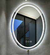 Interior Ave - LED Oval Frameless Salon / Bathroom Wall Mirror - 50 x 70cm - Front View