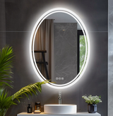 Interior Ave - LED Oval Frameless Salon / Bathroom Wall Mirror - 60 x 80cm - Front View