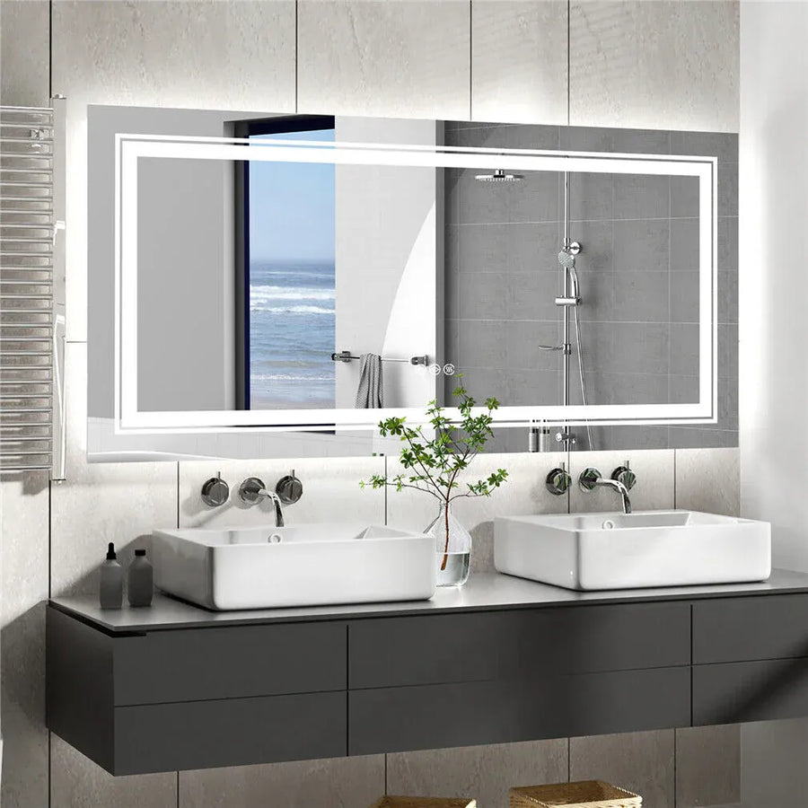 Interior Ave - 100 x 60cm Rectangle Frameless LED Bathroom Mirror