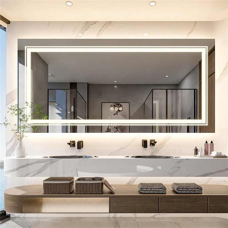 Interior Ave - 100 x 60cm Rectangle Frameless LED Bathroom Mirror