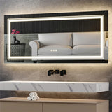Interior Ave - 100 x 60cm Rectangle Frameless LED Bathroom Mirror - 45-Degree Angle