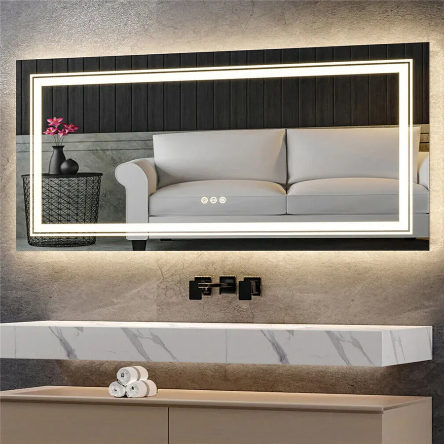Interior Ave - 100 x 60cm Rectangle Frameless LED Bathroom Mirror