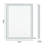 Interior Ave - LED Rectangle Frameless Salon / Bathroom Wall Mirror - 90 x 70cm - 45-Degree Angle