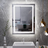 Interior Ave - LED Rectangle Frameless Salon / Bathroom Wall Mirror - 90 x 70cm - Front View