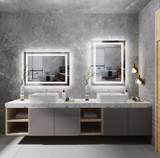 Interior Ave - LED Rectangle Frameless Salon / Bathroom Wall Mirror - 90 x 70cm - Top-Down View