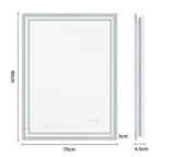 Interior Ave - LED Rectangle Frameless Salon / Bathroom Wall Mirror - 90 x 70cm - 45-Degree Angle