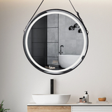 Interior Ave - LED Round Hanging Salon / Bathroom Wall Mirror - Black - 60cm - Side View