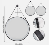 Interior Ave - LED Round Hanging Salon / Bathroom Wall Mirror - Black - 60cm - Top-Down View