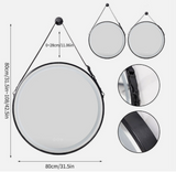 Interior Ave - LED Round Hanging Salon / Bathroom Wall Mirror - Black - 80cm - Top-Down View