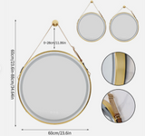 Interior Ave - LED Round Hanging Salon / Bathroom Wall Mirror - Gold - 60cm - 45-Degree Angle
