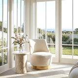Interior Ave - Nobu Sculptural Stone Side Table - Matte Natural Stone - Front View